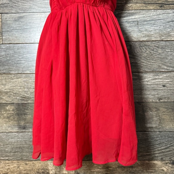 Love Fire Red Spaghetti Strap Fit & Flare Mini Dress Smocked Women’s Medium - Picture 5 of 11